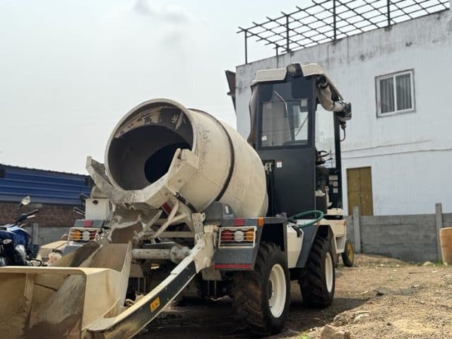 Ajax Udaan Self-Loading Concrete Mixer | Compact 0.8m³ Mobile Batching Plant rental Bhubaneswar — RentMyMachine